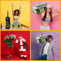 2 Pieces Inflatable Radio Boombox Inflatable Mobile Phone Props for 80S 90S Party Decorations Hip Hop Theme Birthdays Party Supplies