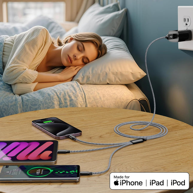 Multi Charging Cable 3Pack 4FT Multiple Charger Cable Rapid Nylon Braided Cord USB Charging Cable 3 in 1 Multi Phone Cha