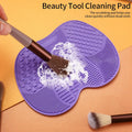 2 Pcs Silicone Make up Brush Cleaning Mat, Makeup Brush Cleaner Mats, Cosmetic Cleaning Pads, Portable Washing Tool with Suction Cup for Makeup