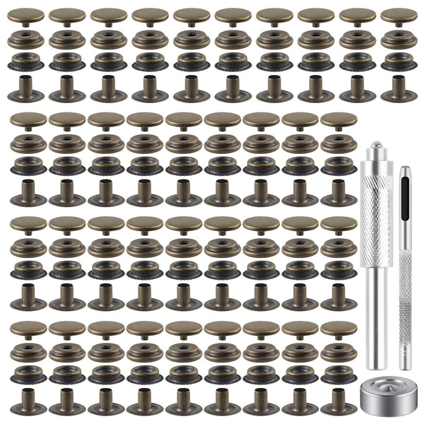 72 Pieces 15MM Snap Fastener Kit Tool Snap Button kit Snaps for Leather Leather Snaps and Fasteners kit for Leather Marine Grade Stainless Steel