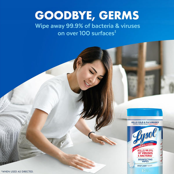 Lysol Disinfecting Wipes Bundle, Home Apartment Dorm Room Essentials and Cleaning Supplies, All Purpose Cleaner, Multi-Surface Cleaning Wipes,