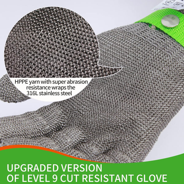 Level 9 Cut Resistant Kitchen Glove,Food Grade,Machine Washable,Stainless Steel Wire Metal Mesh Safety Work Glove for Mandolin,Meat Cutting,Oyster