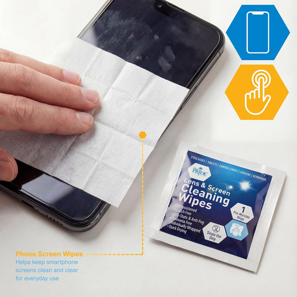 MED PRIDE 100 Pre-Moistened Anti-Fog Lens and Screen Cleaning Wipes for Eyeglasses, Touchscreens, Camera Lenses; Quick-Dry, Scratch-Free,