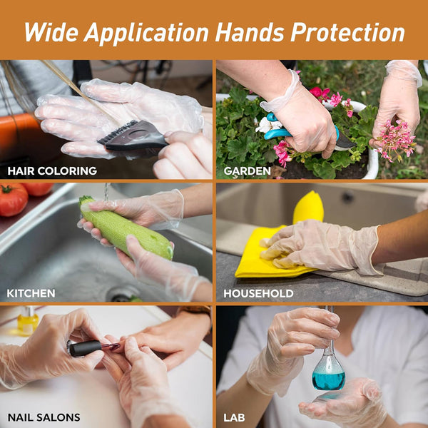 Med PRIDE Vinyl Gloves| Medium Box of 100| 4.3 Mil Thick, Powder-Free, Non-Sterile, Heavy Duty Disposable Gloves| Professional Grade for