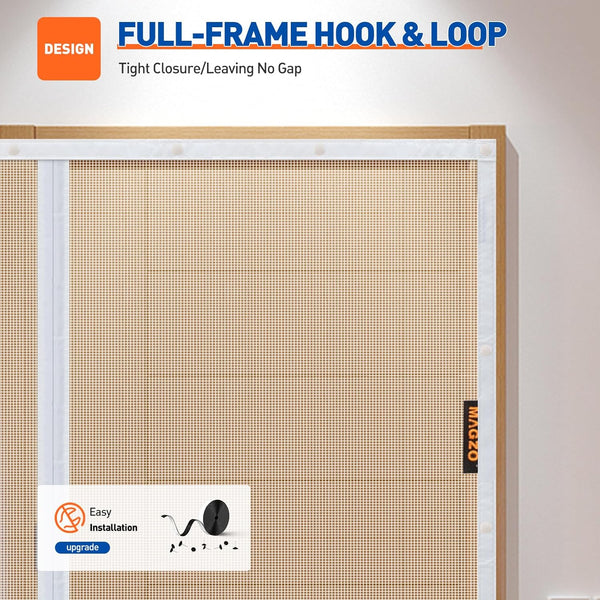 MAGZO Magnetic Screen Door Fit Door Size 36 X 96 Inch, Screen Size 38" X 97" Strong Magnet Door Mesh with Reinforced Hook & Loop for Patio,