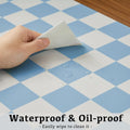 Checkered Desk Mat, 31.5" X 15.7" Large Cute Sky Blue Aesthetic Retro PU Leather Computer Laptop Desk Mat, Non-Slip Waterproof Mouse Keyboard Pad,