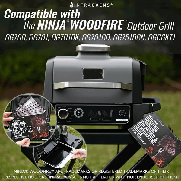 INFRAOVENS Cooking Guide Accessory for Ninja Woodfire Outdoor Grill & Smoker, Waterproof Cheat Sheet for Wood Fire OG701 OG751 7-In-1, Electric