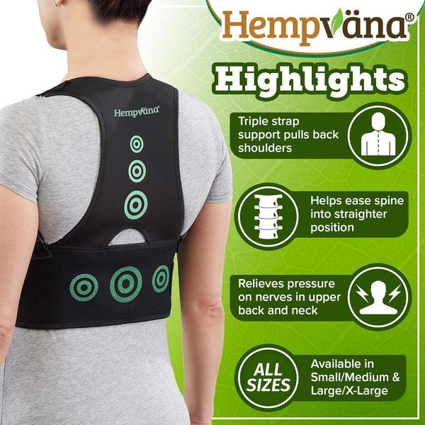 Hempvana Arrow Posture - Fully Adjustable Posture Support & Posture Corrector for Upper Body - Helps Correct Slouching, Text Neck and Hunching