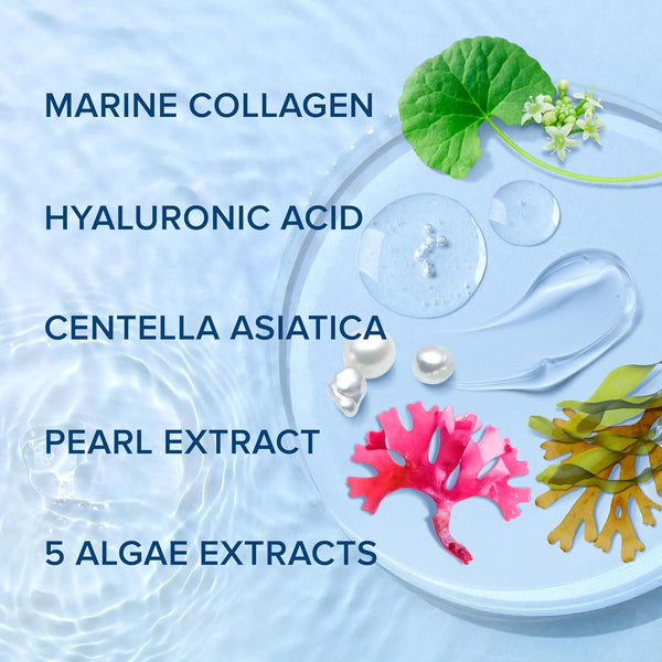 MAREE Collagen Facial Mask with Hyaluronic Acid - Sheet Face Masks Skincare with Green & Red Algae Extract - Hydrating Mascarillas Faciales for