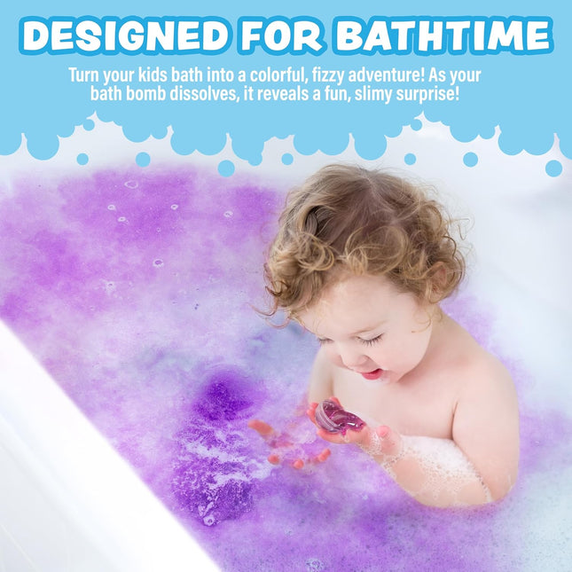 Super Goo Bath Slime 'Surprise' Bombs, 6 Pack | Kids Bath Bombs with Surprise inside | Nontoxic | Stretchy, Squishy Slim