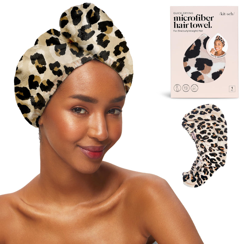 Kitsch Microfiber Hair Towel Wrap for Women - Microfiber Towel, Super Absorbent, Quick Dry, Anti-Frizz - for Long and Short Hairs, Turbans for