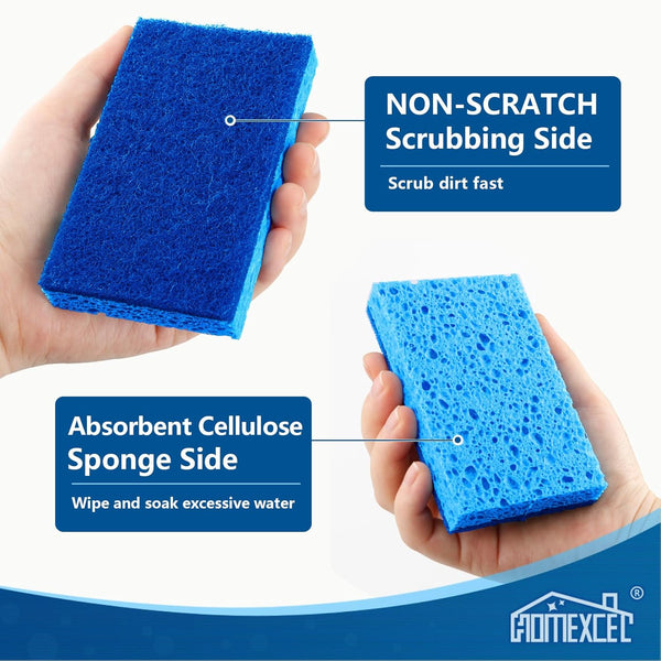 HOMEXCEL Sponges Kitchen 24Pcs, Non-Scratch Scrub Dish Sponges, Safe on Non-Stick Cookware,Dual Sided Cleaning Sponges for