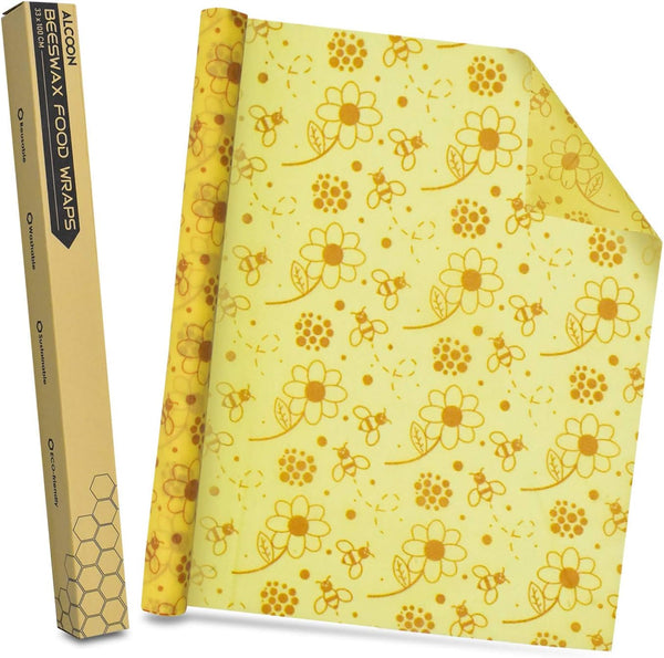 ERKOON Beeswax Food Wraps 1 Meter Roll 13 X 39 Inch Reusable Beeswax Wraps Eco-Friendly Sustainable Food Storage Wraps for Sandwich, Cheese,