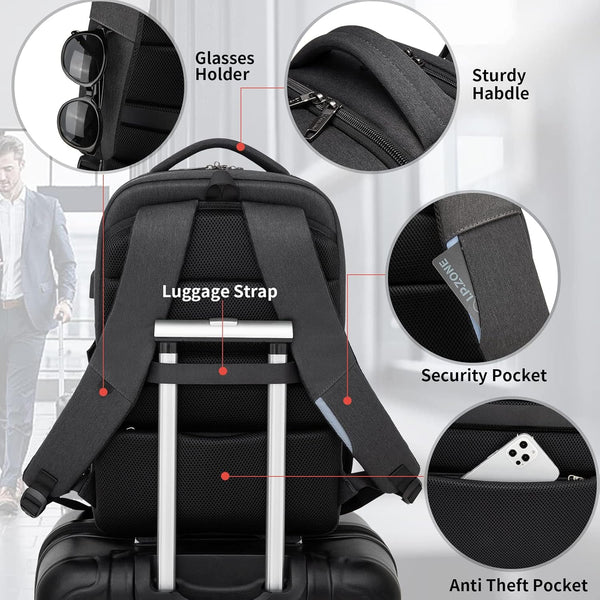 DUSLANG 17 Inch Laptop Backpack for Travel Water Resistant College Backpack for Men/Women Laptop Bag with USB Charging Port and Clear Cosmetic