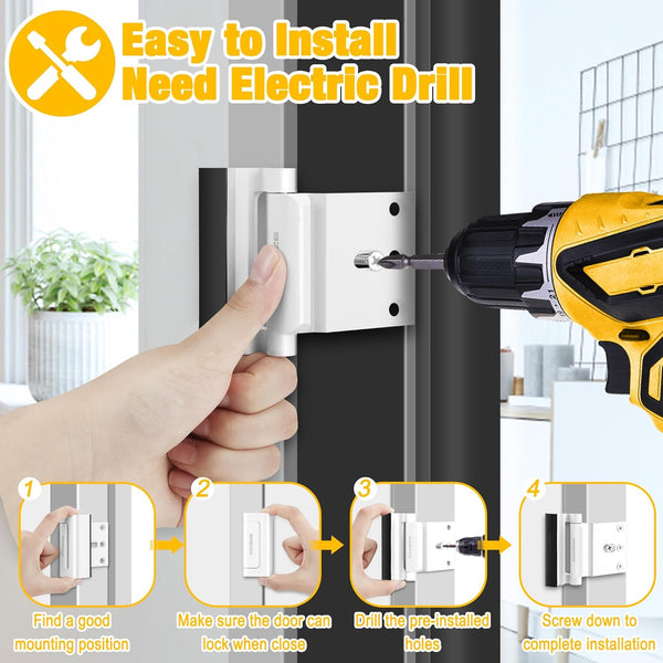 Home Security Door Lock, Upgraded Metal Door Reinforcement Lock, 3" Withstands 800 Lbs of Impact for Inward Swing Doors, Defender Security Door