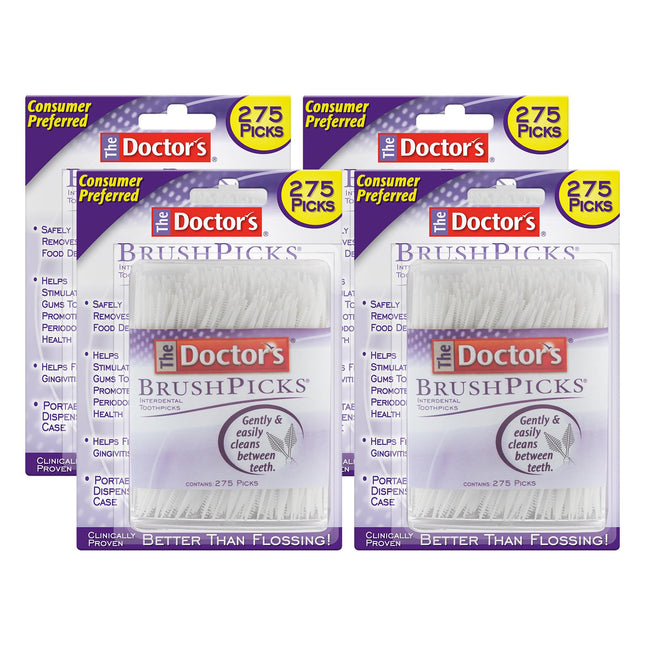 The Doctor's BrushPicks, Interdental Brushes & Dental Picks, Gently Remove Food Debris from Braces & Dental Work, 275 Co