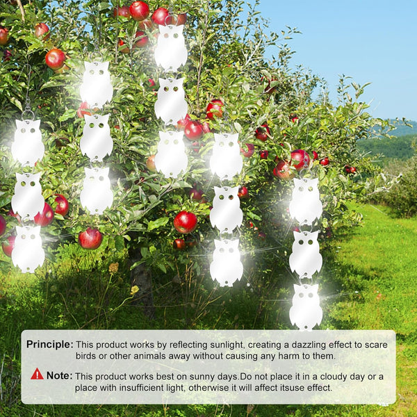 XPCARE 24PCS Bird Scare Devices - Owl Shape Bird Reflective Discs - Highly Reflective Double-Sided Bird Reflectors - to Scare Woodpecker Pigeon