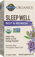 Garden of Life Organics Sleep Well Rest & Refresh 30 Tablets, Lemon Balm, Green Tea Extract L-Theanine, Valerian Root, Chamomile,