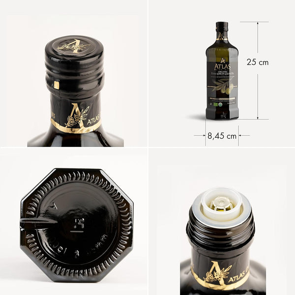 Atlas 750 Ml Organic Cold Press Extra Virgin Olive Oil with Polyphenol Rich from Morocco | Newly Harvested Unprocessed from One Single Family Farm