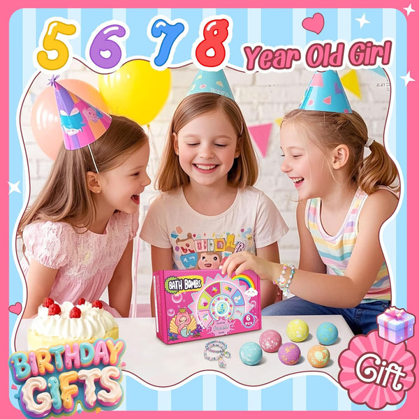 Unicorn Bath Bombs for Kids Girls with Bracelet Inside, Sanyi Bubble Bath Toys Birthday Gifts for 3/4/5/6/7/8 Year Old Girl Daughter Granddaughter