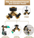 IPOW Solid Brass Body Backyard 2 Way Y Valve Garden Hose Connector Splitter Adapter + Extra 4 Rubber Hose Washers with Comfort Grip, 2 Pack