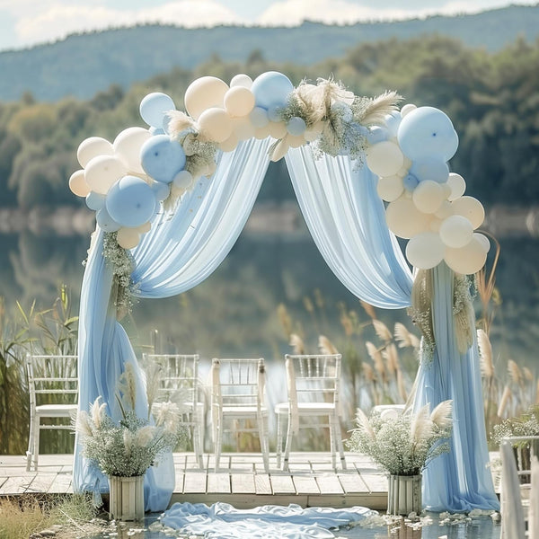 Wokceer Emerald Green Wedding Arch Draping Fabric Backdrop 3 Panels 28.7" X 20FT Sheer Drapes Fabric for Wedding Arbor Ceremony Party