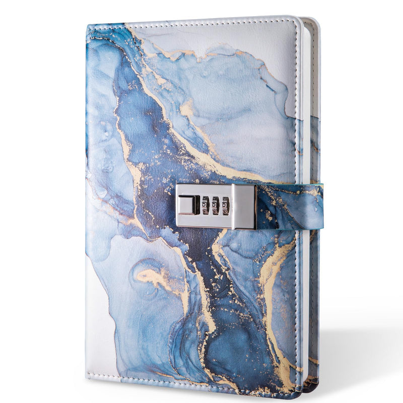 Diary with Lock, A5 Lockable Journal, PU Leather Combination Lock Diary, Lock Diary Planner Organizer for Men and Women, Office Product 8.6 X 5.9