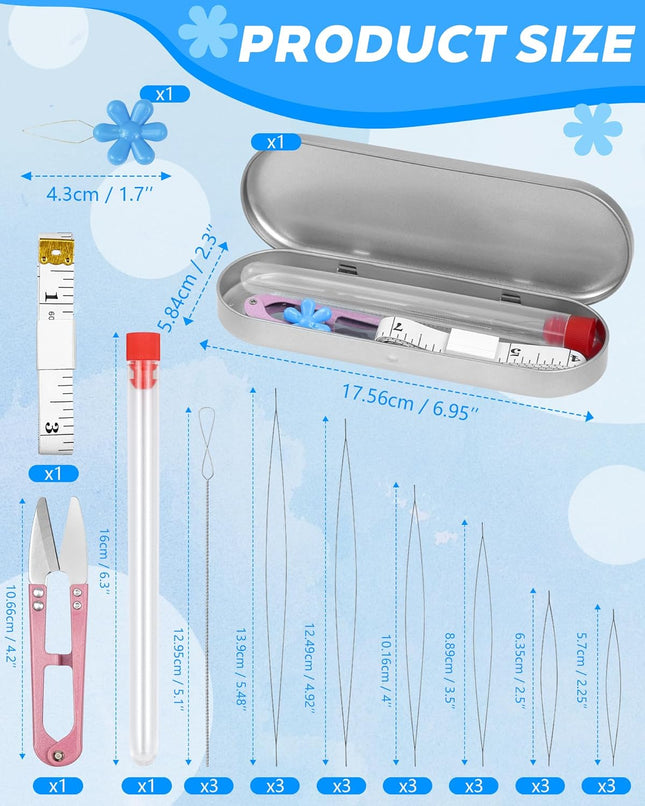 FIVEIZERO 21 Pieces Beading Needles Set, 6 Sizes Seed Beads Needles Big Eye, Collapsible Beading Needles Set for Jewelry