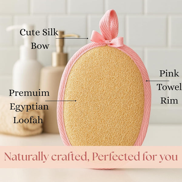 Natural Loofah Exfoliating Body Scrubber for Women Made with Natural Egyptian Loofa Sponge, Bath Shower Luffa Lufa for Face and Body. Exfoliator