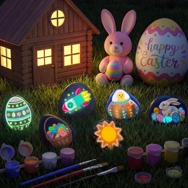 Rock Painting Kit- Glow in The Dark Rock Kit, Arts and Crafts for Kids Ages 6-12, Art Supplies Toy , Kids Craft Paint Kits, Arts & Crafts for Boys