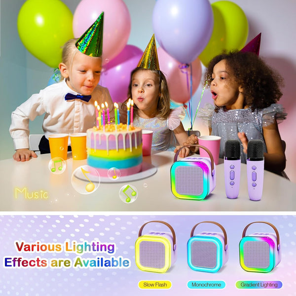 Shinepick Portable Karaoke Machine,Mini Wireless Karaoke Machine,With 2 Microphone,Bluetooth Karaoke Speaker,With Funny Voice,4-12 Years Old