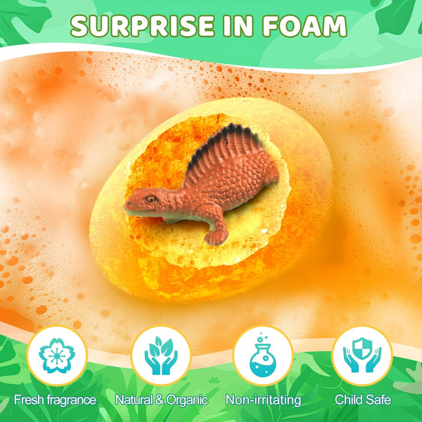 Bath Bombs for Kids with Surprise Toys inside - XXL Dinosaur Eggs Bath Bomb Gift, Kid Safe Spa Bath Fizz Balls Kit, Dinosaur Toys for Boys Girls 3