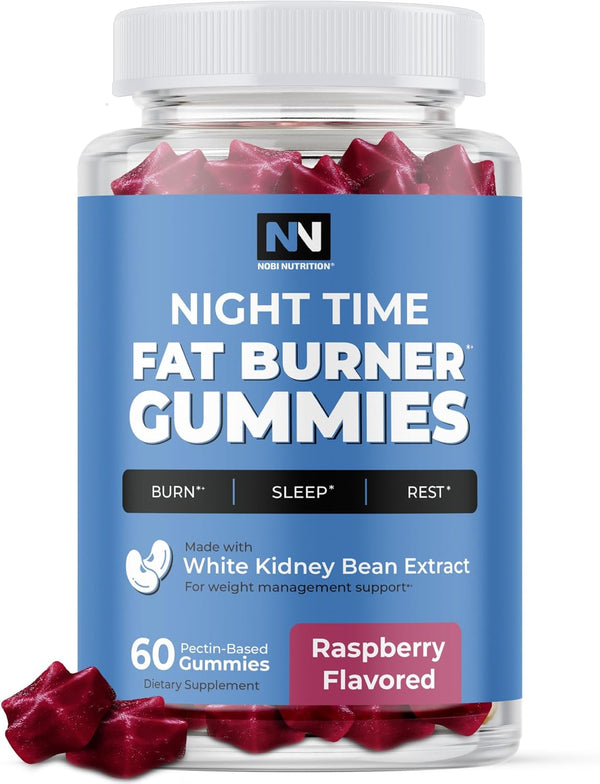 Night Time Fat Burner Gummies, Sleep Support & Weight Loss Supplement | Slimming Hunger Suppressant & Metabolism Booster, Shred Belly Fat While