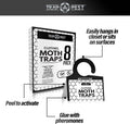 TRAP a PEST Clothing Moth Traps - 8 Pack - Non Toxic Moth Traps for Clothes with Pheromone Attractant - Odorless Sticky Traps for Closet, Carpets