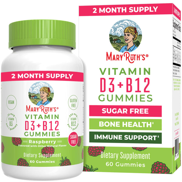Maryruth Organics Sugar Free | 2 Month Supply | Vitamin D & B12 Vitamin Supplements for Adults & Kids | Bone Health | Immune Support | Vegan |