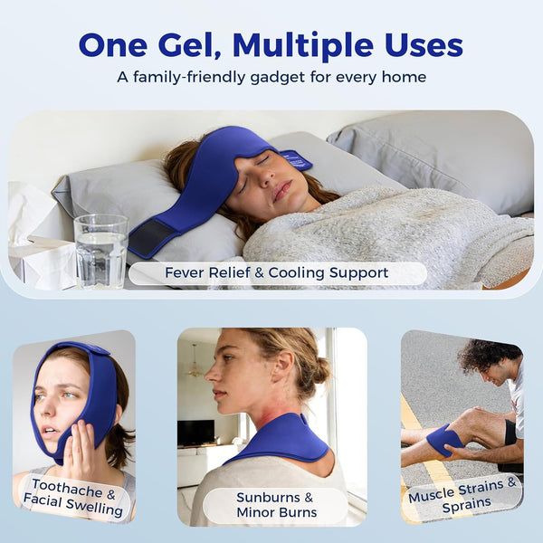 Cooling Gel Eye Mask Sleep - Hsa Fsa Eligible Items Only - Puffy Eyes, Migraine Relief, Dark Circles, FACEMOON Reusable Sleep Mask for Ice Cold