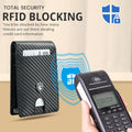 GSOIAX Mens Slim Wallet RFID Blocking Bifold Wallets for Men Minimalist Genuine Leather Carbon Fiber Card Holder Money Clip Thin Mens with Gift
