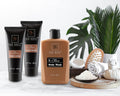 Luxury Mens Bath and Body Gift Set Basket for Him - Smoky Sandalwood - All Natural Skin Care Kit for Men W. Full Size Body Wash, Facial Scrub,