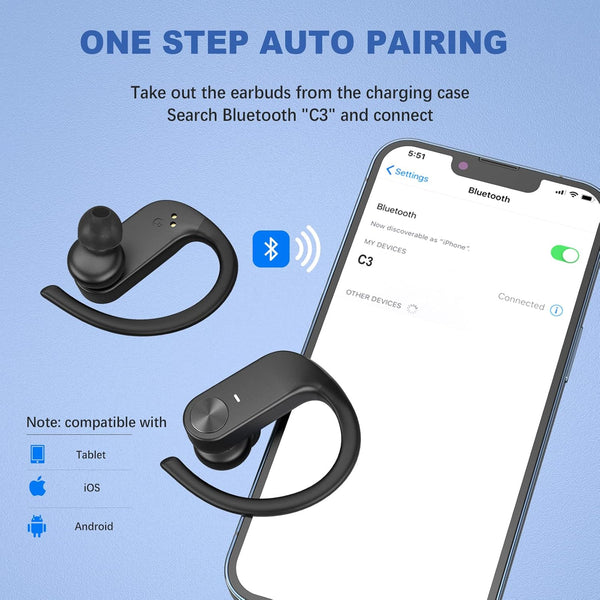 Wireless Earbuds 40H Playtime 8H Continuous Playtime Bluetooth Ear Buds, IPX6 Waterproof Stereo Sound Bluetooth Wireless Headphones with
