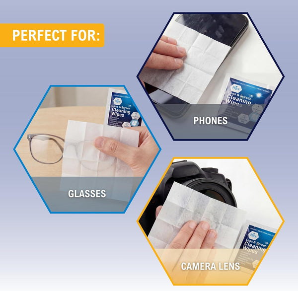 MED PRIDE 100 Pre-Moistened Anti-Fog Lens and Screen Cleaning Wipes for Eyeglasses, Touchscreens, Camera Lenses; Quick-Dry, Scratch-Free,