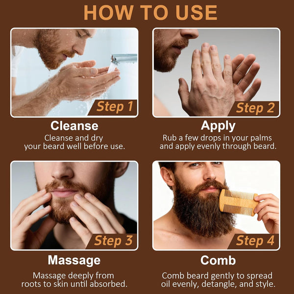 XIKEZAN 5 Pack Beard Oil Set W/Sandalwood,Orange,Vanilla,Cedarwood,Christmas Stocking Stuffers Fathers Valentines Gifts for Men Him Dad Boyfriend