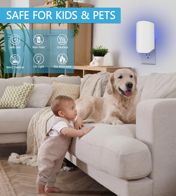 Flying Insect Trap for Indoors, Bug Killer Light Trap for Fruit Flies, Gnats, Moths, and Houseflies, 1 Device + 4 Refills, Best Fly Traps for