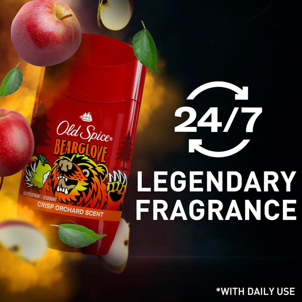 Old Spice Aluminum Free Deodorant for Men, 24/7 Odor Protection, 24/7 Freshness & Lasting Scent, Goes on Clear, Bearglove with Crisp Orchard