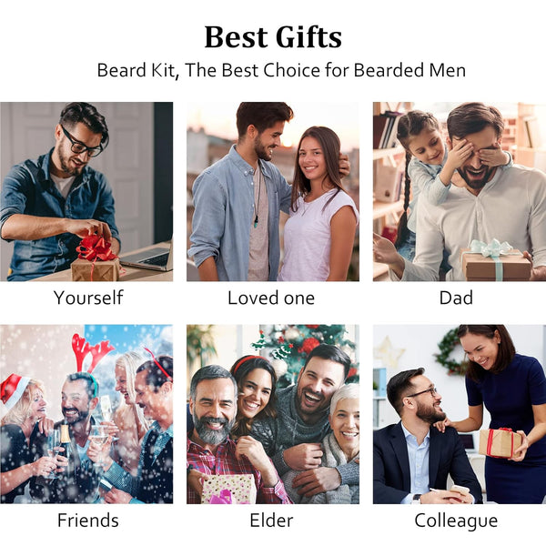 Beard Kit W/ Beard Oil, Balm, Brush, Comb, Moisturize &Soften Coarse, Dry Beard, Anniversary & Birthday Gifts for Men Him Boyfriend Husband Dad