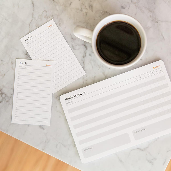 Notsu Weekly Habit Tracker Notepad | Goals Planner Pad and Self Care to Do List | 50 Tear off Pages, 8.5â X 5.5â
