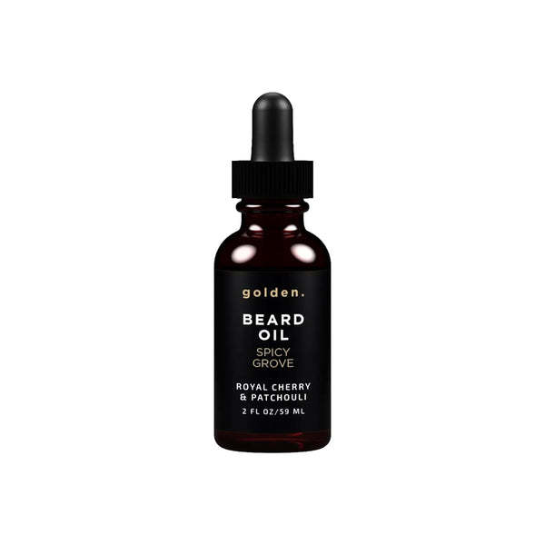 Golden Grooming Beard Oil for Men | Natural Growth Kit with Castor Oil, Jojoba Oil, and Olive Oil | Tames, Moisturizes & Styles | Spicy Grove