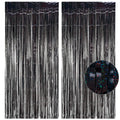 Black Tinsel Curtain Party Backdrop - GREATRIL Party Streamers Backdrop Foil Fringe Curtains for Birthdays/Wizard Halloween Decorations - 1M X