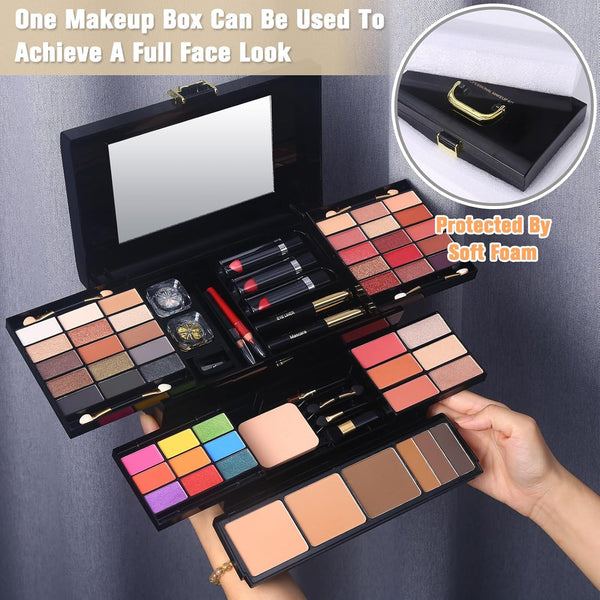 Professional Makeup Kit for Women Girl Full Kit with Mirror 60 Colors All in One Make up Gift Set Included Eyeshadow,Blusher,Highlighter,Compact