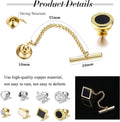 THUNARAZ 8 Pcs Tacks for Men Regular Ties Necktie 14K Gold Plated Pins with Chain for Wedding Business Anniversary