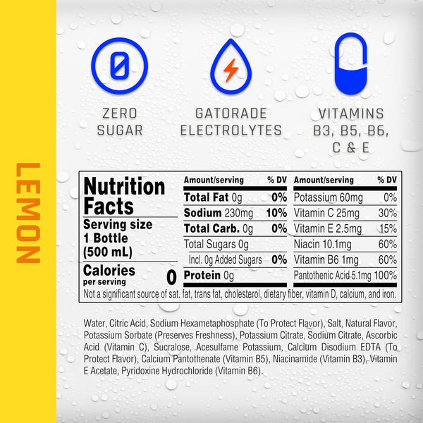 Propel, Lemon, Zero Calorie Sports Drinking Water with Electrolytes and Vitamins C&E, 16.9 Ounce Bottles (Pack of 12), 16.9 Fl Oz (Pack of 12)